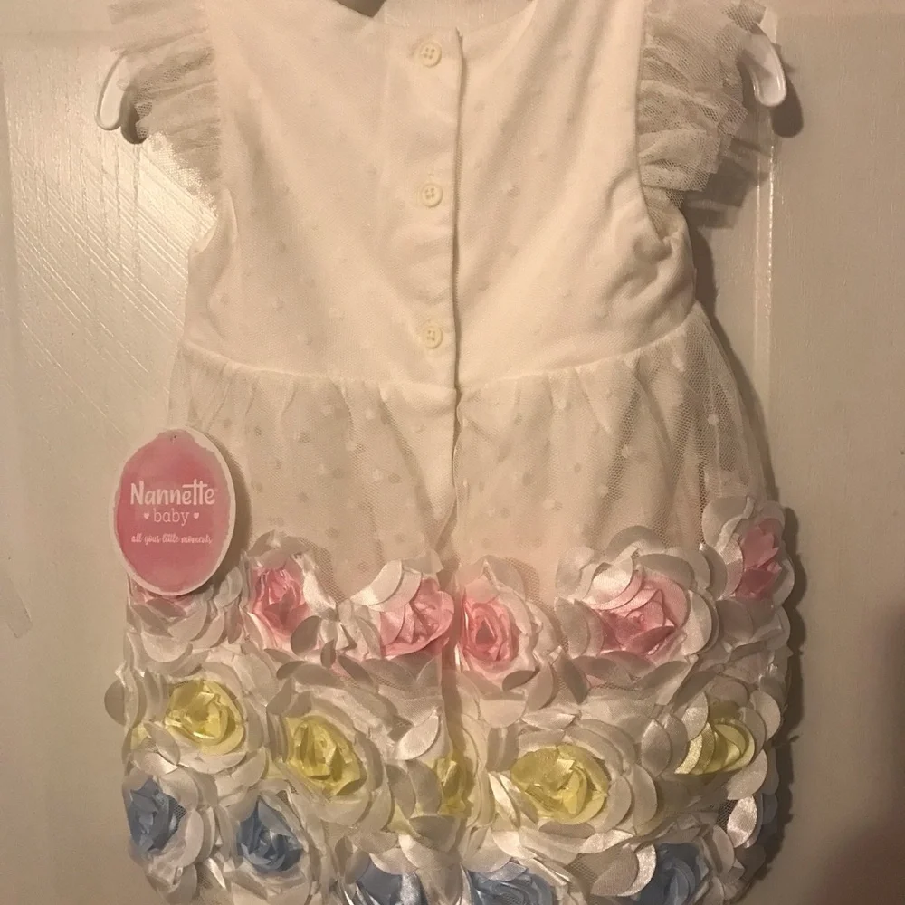 Nannette Baby Ivory Angle-Sleeve Romper 12 months